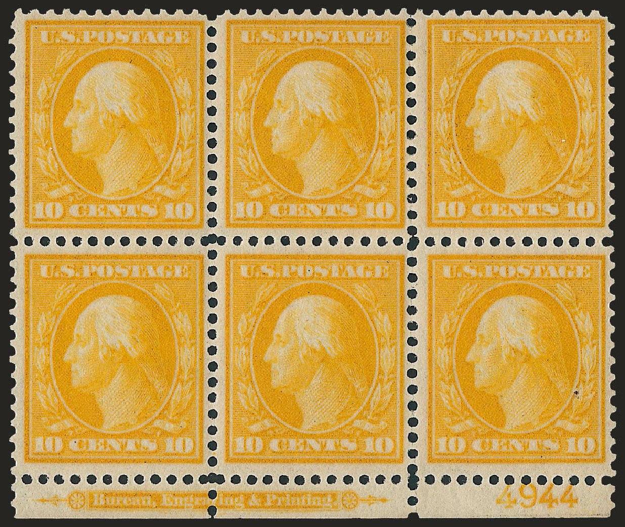 US Stamp Values Scott Catalogue #364: 1909 10c Washington Bluish Paper. Robert Siegel Auction Galleries, Apr 2009, Sale 971, Lot 1601
