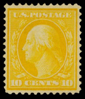US Stamps Values Scott Catalogue #364: 1909 10c Washington Bluish Paper. Daniel Kelleher Auctions, Mar 2014, Sale 650, Lot 2625