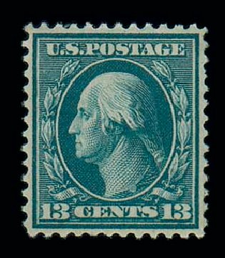 Prices of US Stamps Scott # 365 - 1909 13c Washington Bluish Paper. Matthew Bennett International, Dec 2007, Sale 325, Lot 1997