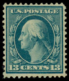 Prices of US Stamps Scott Cat. #365: 13c 1909 Washington Bluish Paper. Daniel Kelleher Auctions, Dec 2013, Sale 640, Lot 337