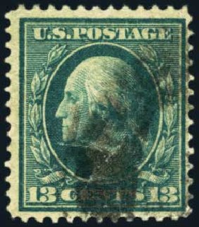 Price of US Stamp Scott 365 - 13c 1909 Washington Bluish Paper. Harmer-Schau Auction Galleries, Jan 2013, Sale 96, Lot 559
