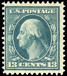 US Stamp Value Scott #365: 13c 1909 Washington Bluish Paper. Cherrystone Auctions, Jun 2010, Sale 201006, Lot 30