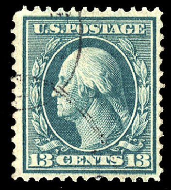 Value of US Stamp Scott Cat. # 365: 1909 13c Washington Bluish Paper. Cherrystone Auctions, Jun 2009, Sale 200906, Lot 174