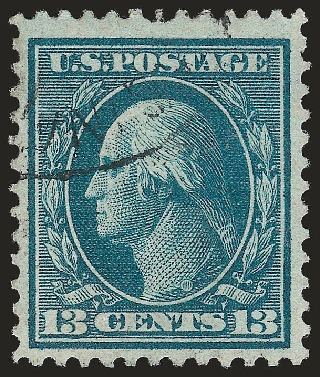 US Stamp Value Scott Cat. # 365 - 1909 13c Washington Bluish Paper. Robert Siegel Auction Galleries, Jun 2010, Sale 992, Lot 2444