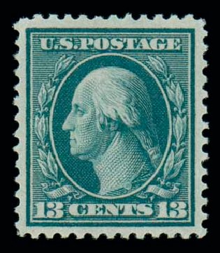 Price of US Stamp Scott # 365: 13c 1909 Washington Bluish Paper. Matthew Bennett International, Oct 2007, Sale 322, Lot 2185