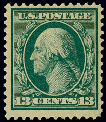 Costs of US Stamps Scott Catalogue 365: 13c 1909 Washington Bluish Paper. Matthew Bennett International, Jun 2008, Sale 328, Lot 895