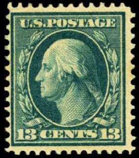 US Stamp Price Scott Catalog #365 - 13c 1909 Washington Bluish Paper. Harmer-Schau Auction Galleries, Feb 2012, Sale 92, Lot 1115