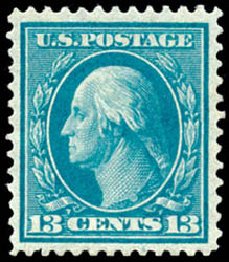 US Stamps Price Scott Catalog #365: 13c 1909 Washington Bluish Paper. Schuyler J. Rumsey Philatelic Auctions, Apr 2015, Sale 60, Lot 2355