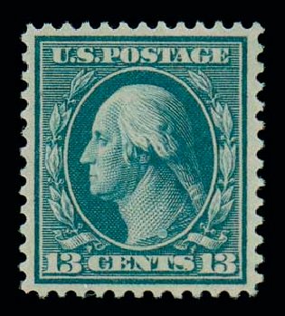 Values of US Stamp Scott Cat. 365: 13c 1909 Washington Bluish Paper. Matthew Bennett International, Dec 2007, Sale 324, Lot 1192