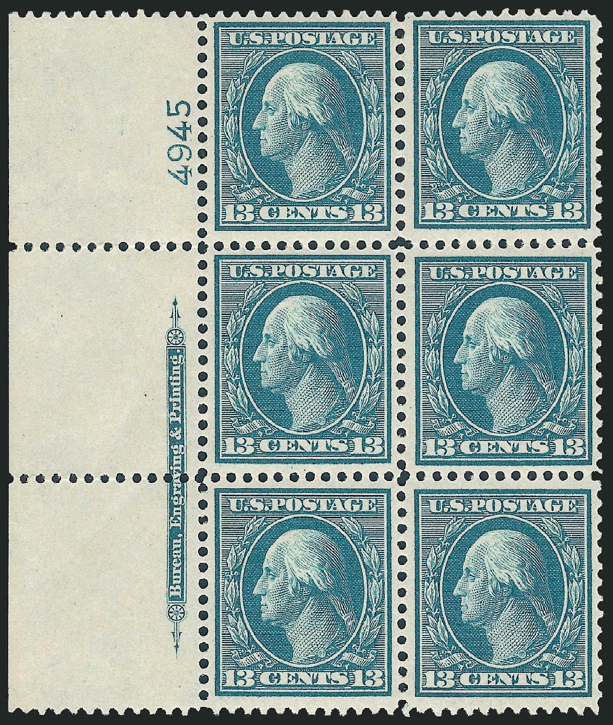 US Stamp Price Scott Catalogue #365: 1909 13c Washington Bluish Paper. Robert Siegel Auction Galleries, Apr 2009, Sale 971, Lot 1602