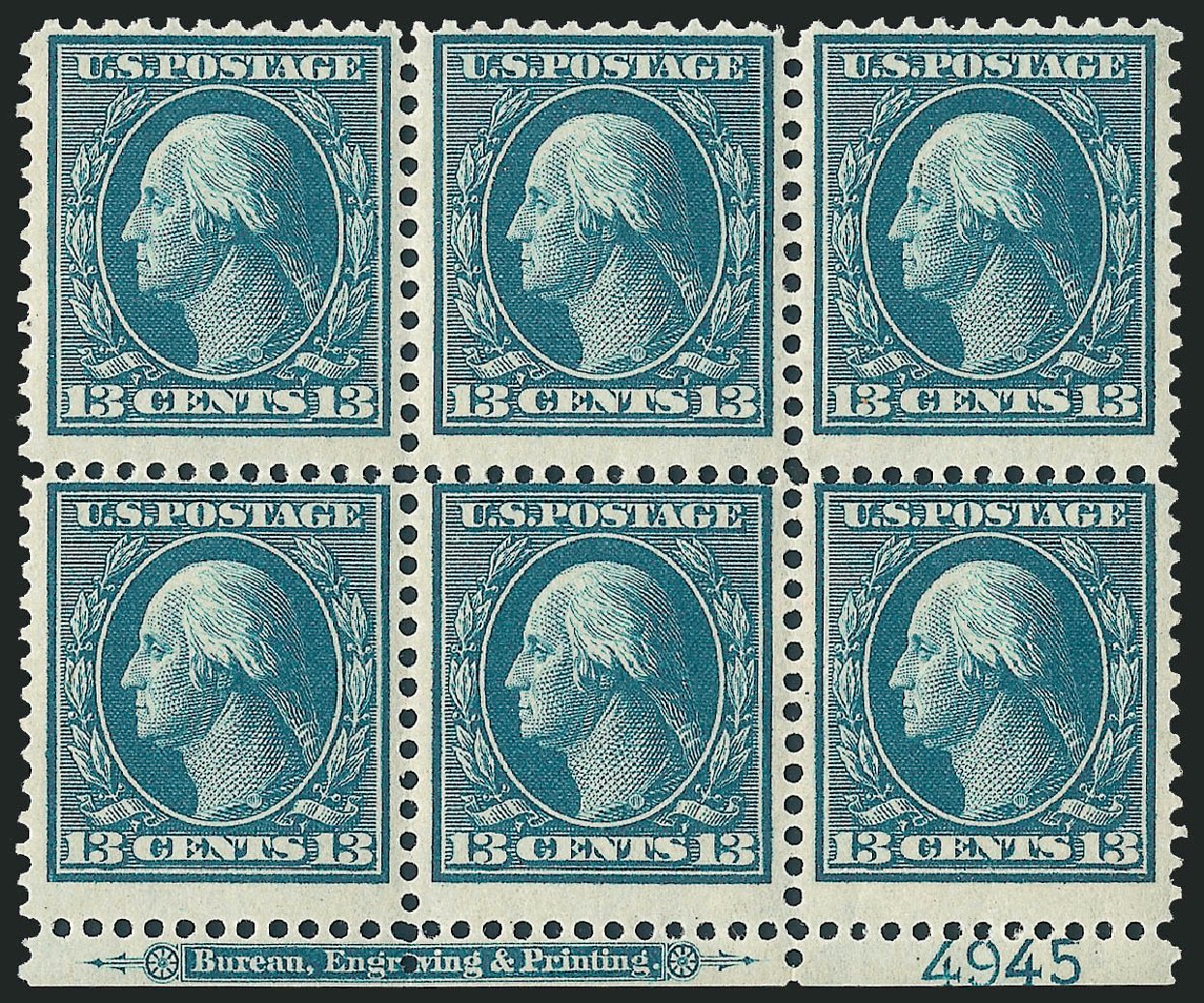 Cost of US Stamp Scott #365: 13c 1909 Washington Bluish Paper. Robert Siegel Auction Galleries, Apr 2009, Sale 971, Lot 1603