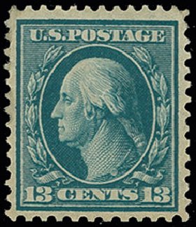 Value of US Stamps Scott Catalog # 365 - 1909 13c Washington Bluish Paper. H.R. Harmer, Jun 2013, Sale 3003, Lot 1256