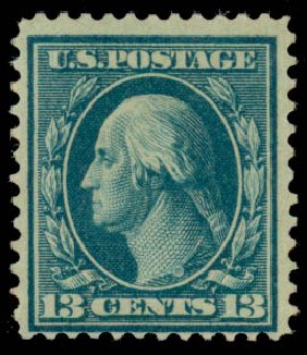 Prices of US Stamp Scott Cat. # 365 - 1909 13c Washington Bluish Paper. Daniel Kelleher Auctions, Sep 2013, Sale 639, Lot 436