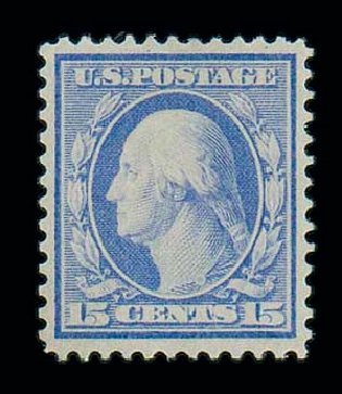 Price of US Stamps Scott Catalog #366: 1909 15c Washington Bluish Paper. Matthew Bennett International, Jun 2007, Sale 319, Lot 1387