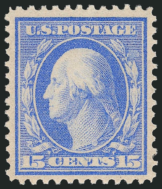 US Stamps Values Scott Catalog 366: 15c 1909 Washington Bluish Paper. Robert Siegel Auction Galleries, Mar 2012, Sale 1019, Lot 747