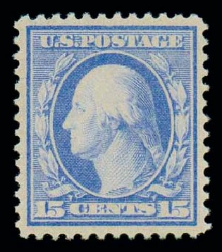 US Stamps Price Scott Catalogue # 366 - 1909 15c Washington Bluish Paper. Matthew Bennett International, Dec 2007, Sale 325, Lot 1998