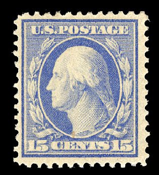 Costs of US Stamps Scott #366: 1909 15c Washington Bluish Paper. Cherrystone Auctions, Apr 2012, Sale 201204, Lot 118