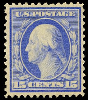 US Stamp Price Scott 366: 1909 15c Washington Bluish Paper. Daniel Kelleher Auctions, Dec 2012, Sale 633, Lot 638