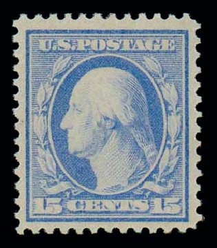 US Stamps Values Scott Catalog #366 - 1909 15c Washington Bluish Paper. Matthew Bennett International, Dec 2007, Sale 325, Lot 1999