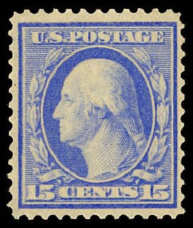 Prices of US Stamps Scott Catalog #366: 15c 1909 Washington Bluish Paper. Daniel Kelleher Auctions, Dec 2012, Sale 633, Lot 639