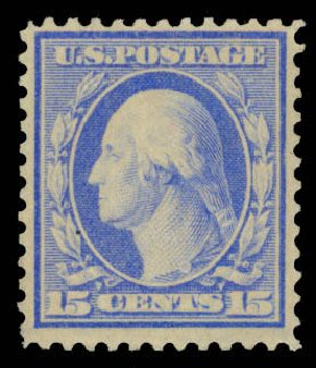 Cost of US Stamps Scott Catalog #366 - 15c 1909 Washington Bluish Paper. Daniel Kelleher Auctions, Apr 2013, Sale 636, Lot 320