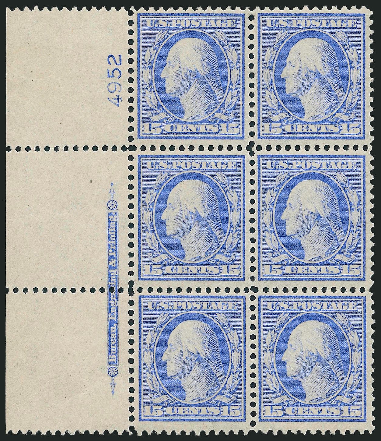 Values of US Stamp Scott Catalogue #366: 15c 1909 Washington Bluish Paper. Robert Siegel Auction Galleries, Apr 2009, Sale 971, Lot 1610