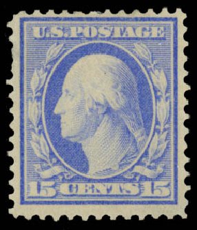 Prices of US Stamps Scott # 366 - 1909 15c Washington Bluish Paper. Daniel Kelleher Auctions, Jan 2015, Sale 663, Lot 1711