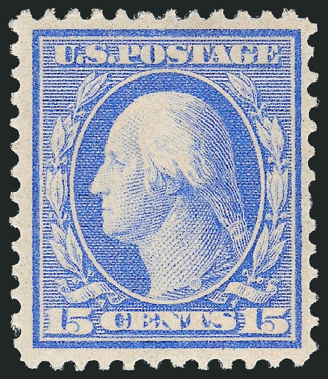 US Stamps Prices Scott Cat. #366 - 1909 15c Washington Bluish Paper. Robert Siegel Auction Galleries, Mar 2011, Sale 1007, Lot 2671