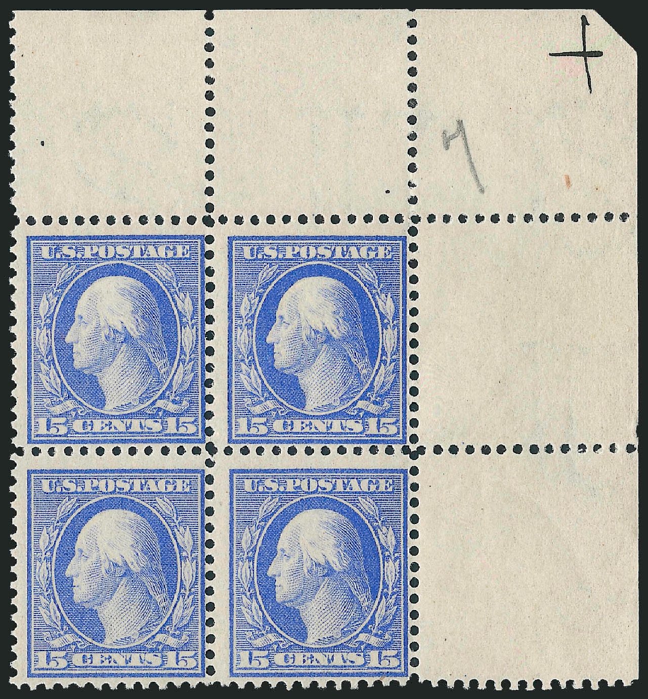 Costs of US Stamps Scott Cat. #366: 1909 15c Washington Bluish Paper. Robert Siegel Auction Galleries, Mar 2012, Sale 1021, Lot 501