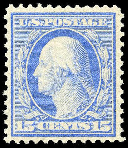 Values of US Stamps Scott Cat. #366 - 15c 1909 Washington Bluish Paper. Matthew Bennett International, Apr 2008, Sale 326, Lot 354