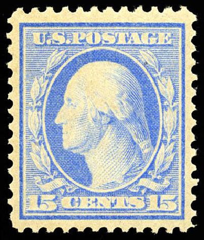 US Stamps Prices Scott Catalog # 366 - 15c 1909 Washington Bluish Paper. Matthew Bennett International, Apr 2008, Sale 326, Lot 355