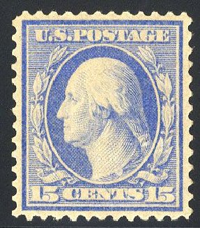 Cost of US Stamp Scott Catalog # 366: 15c 1909 Washington Bluish Paper. Cherrystone Auctions, Jan 2008, Sale 200801, Lot 1205