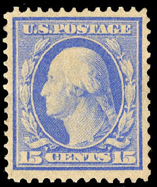 Prices of US Stamps Scott # 366 - 1909 15c Washington Bluish Paper. Cherrystone Auctions, Apr 2010, Sale 201004, Lot 245