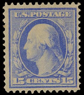Costs of US Stamp Scott 366 - 1909 15c Washington Bluish Paper. Daniel Kelleher Auctions, Jun 2012, Sale 630, Lot 1782