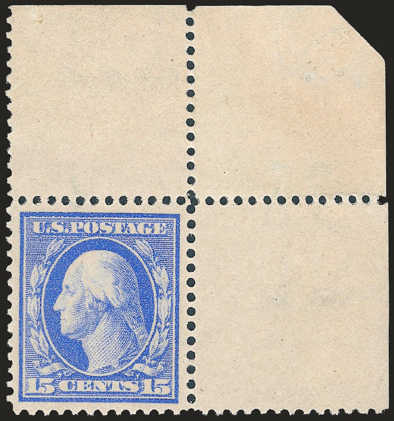 US Stamp Price Scott 366 - 1909 15c Washington Bluish Paper. Robert Siegel Auction Galleries, Sep 2009, Sale 968B, Lot 472