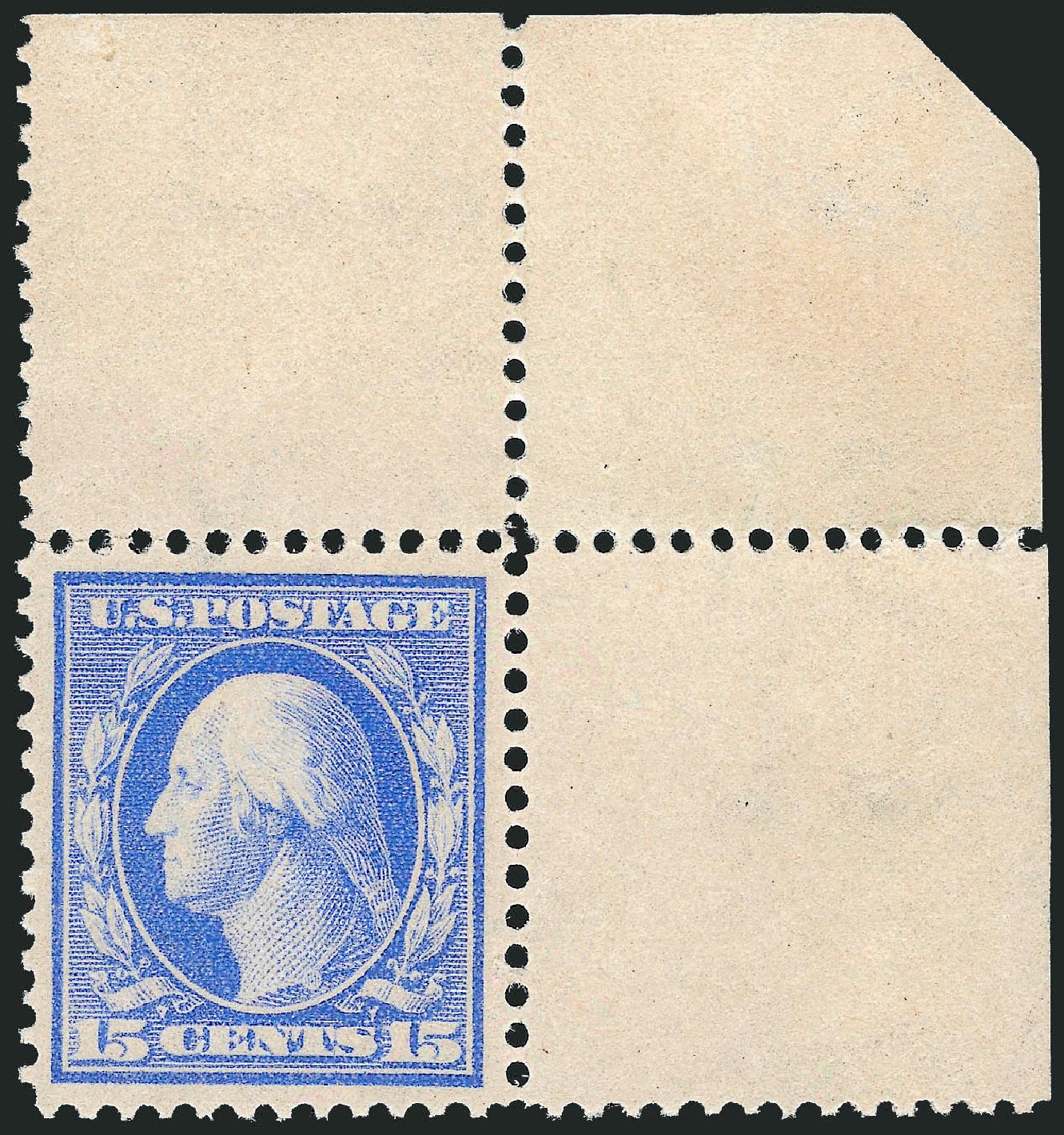 US Stamps Prices Scott #366: 15c 1909 Washington Bluish Paper. Robert Siegel Auction Galleries, Oct 2012, Sale 1033, Lot 4203