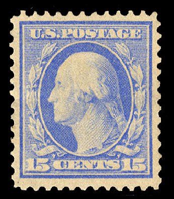 Price of US Stamp Scott #366 - 1909 15c Washington Bluish Paper. Cherrystone Auctions, Oct 2012, Sale 201210, Lot 136