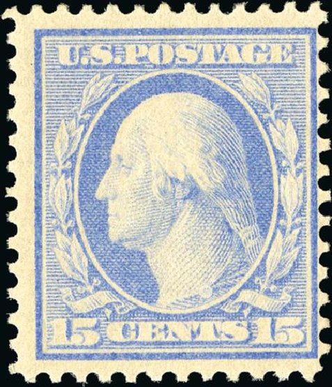Costs of US Stamp Scott Catalog #366 - 1909 15c Washington Bluish Paper. Spink Shreves Galleries, Jan 2015, Sale 150, Lot 146