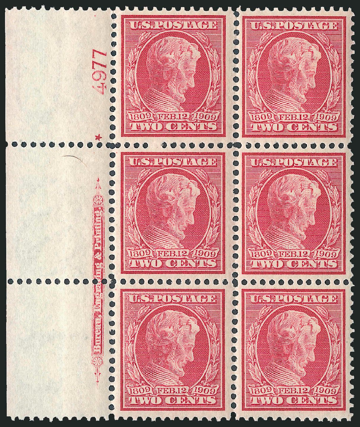 US Stamps Values Scott Catalog #367: 2c 1909 Lincoln. Robert Siegel Auction Galleries, Apr 2009, Sale 971, Lot 1614
