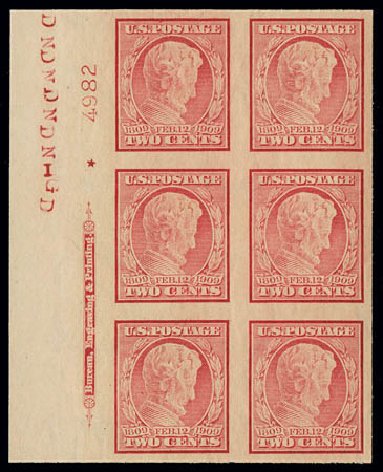 US Stamp Value Scott Catalogue #368 - 1909 2c Lincoln Imperf. Matthew Bennett International, Jun 2008, Sale 328, Lot 897