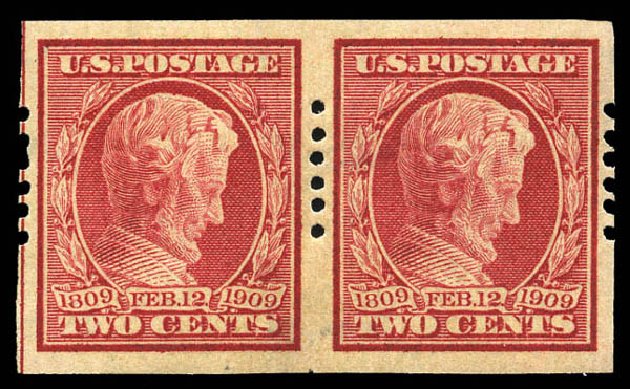 Price of US Stamps Scott Catalog # 368 - 1909 2c Lincoln Imperf. Matthew Bennett International, Mar 2011, Sale 336, Lot 1377