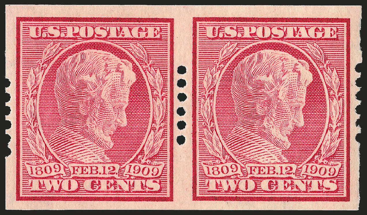 Values of US Stamps Scott 368 - 2c 1909 Lincoln Imperf. Robert Siegel Auction Galleries, Dec 2008, Sale 967, Lot 4587