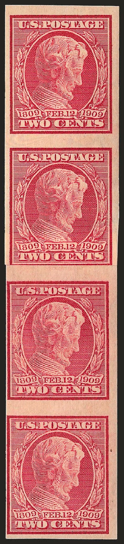 US Stamp Value Scott Cat. 368 - 1909 2c Lincoln Imperf. Robert Siegel Auction Galleries, Dec 2008, Sale 967, Lot 4647