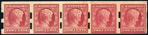 US Stamps Prices Scott Catalog 368: 2c 1909 Lincoln Imperf. Harmer-Schau Auction Galleries, Aug 2011, Sale 90, Lot 1888