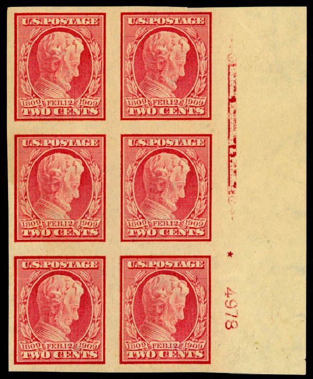 US Stamps Prices Scott Catalog # 368 - 1909 2c Lincoln Imperf. Daniel Kelleher Auctions, Mar 2013, Sale 635, Lot 468