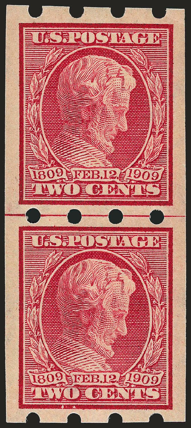 US Stamps Value Scott Catalog #368: 1909 2c Lincoln Imperf. Robert Siegel Auction Galleries, Dec 2008, Sale 967, Lot 4538