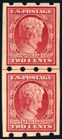 US Stamps Value Scott Catalog 368: 2c 1909 Lincoln Imperf. Harmer-Schau Auction Galleries, Aug 2011, Sale 90, Lot 1860