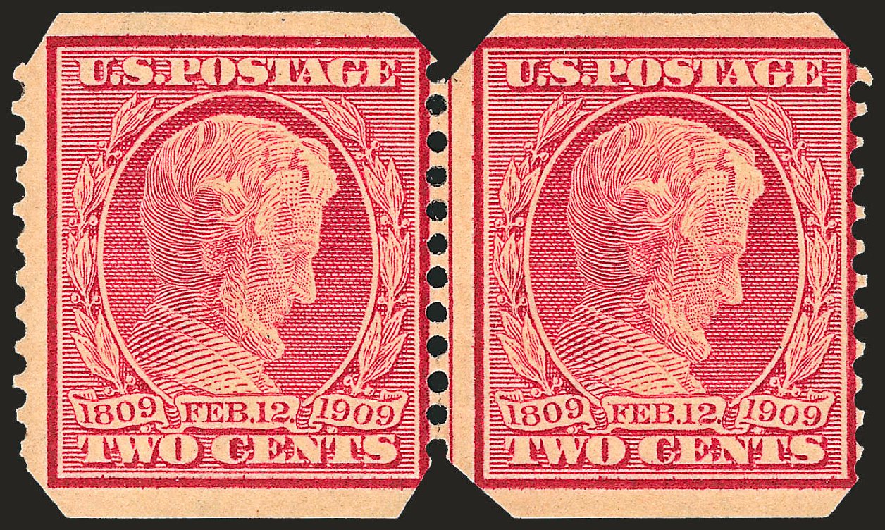 Values of US Stamps Scott Catalog 368 - 1909 2c Lincoln Imperf. Robert Siegel Auction Galleries, Dec 2008, Sale 967, Lot 4620