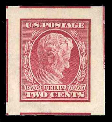 US Stamp Values Scott Catalog # 368: 1909 2c Lincoln Imperf. Cherrystone Auctions, Jun 2009, Sale 200906, Lot 175