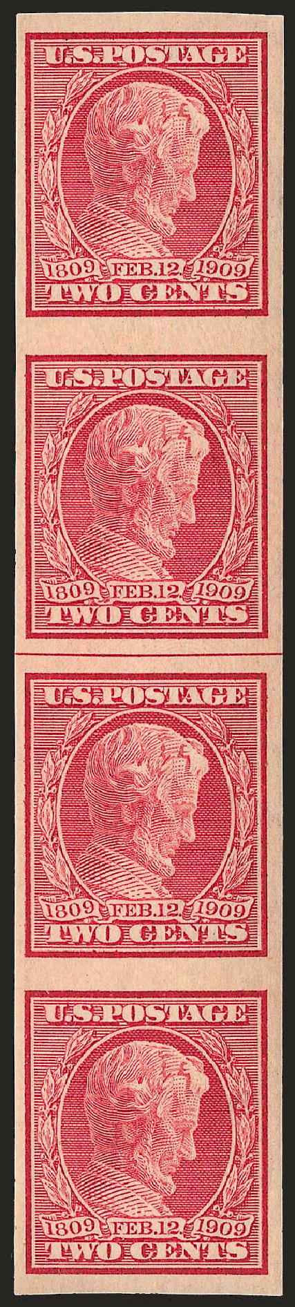 US Stamp Value Scott Catalogue 368 - 2c 1909 Lincoln Imperf. Robert Siegel Auction Galleries, Dec 2008, Sale 967, Lot 4645